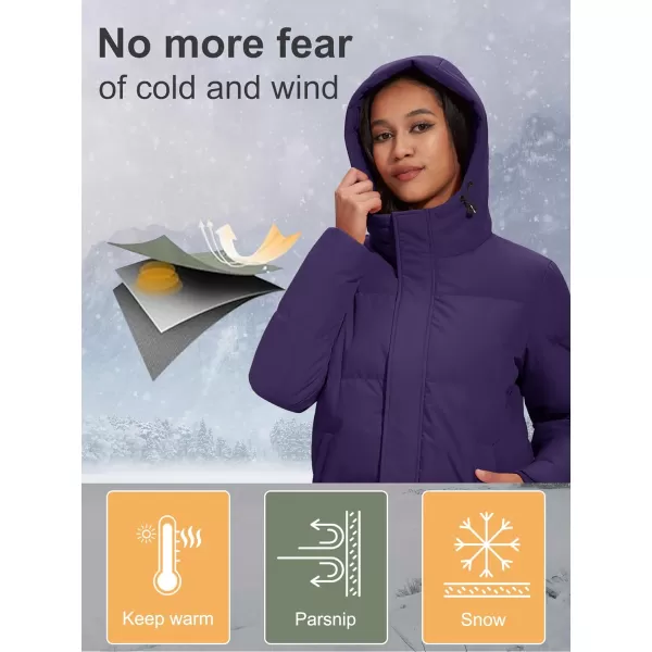 MAGCOMSEN Women's Down Jacket Long Thicken Winter Puffer Jacket Quilted Water-Resistant Wram Hooded Padded Coats
