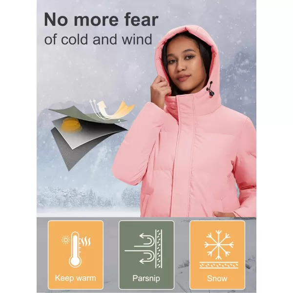 MAGCOMSEN Women's Down Jacket Long Thicken Winter Puffer Jacket Quilted Water-Resistant Wram Hooded Padded Coats