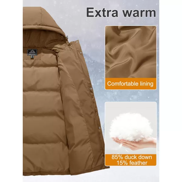 MAGCOMSEN Women's Down Jacket Long Thicken Winter Puffer Jacket Quilted Water-Resistant Wram Hooded Padded Coats