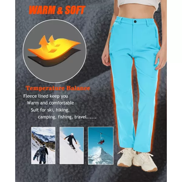 MAGCOMSEN Women's Fleece Lined Hiking Pants Waterproof Insulated Outdoor Snow Ski Pants Warm Winter Softshell Pants