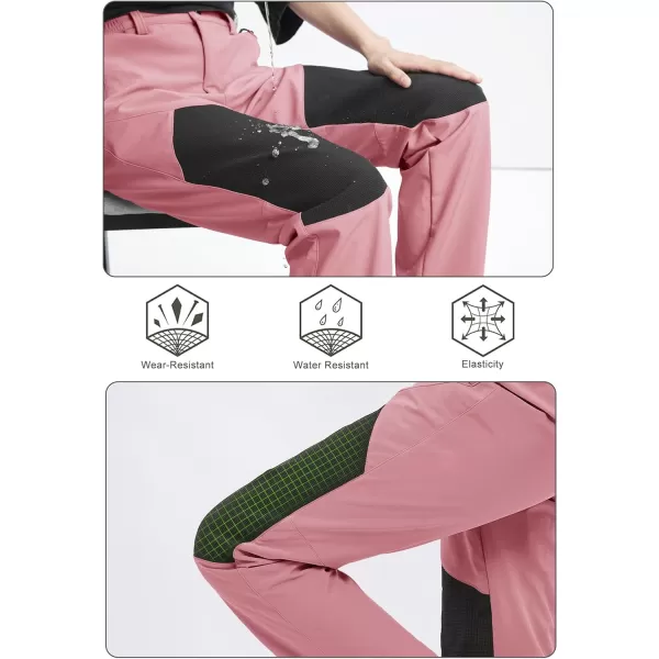 MAGCOMSEN Women's Fleece Lined Hiking Pants Waterproof Insulated Outdoor Snow Ski Pants Winter Hunting Softshell Pants