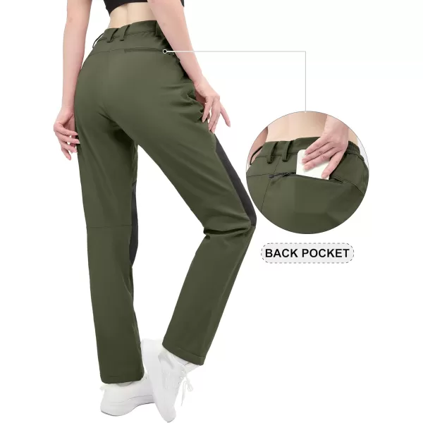 MAGCOMSEN Women's Fleece Lined Hiking Pants Waterproof Insulated Outdoor Snow Ski Pants Winter Hunting Softshell Pants