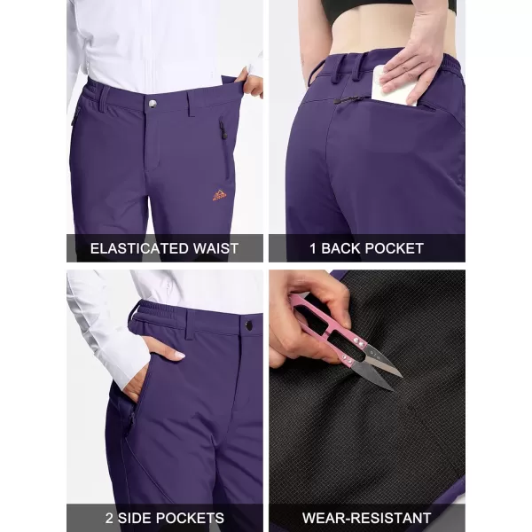 MAGCOMSEN Women's Fleece Lined Hiking Pants Waterproof Insulated Outdoor Snow Ski Pants Winter Hunting Softshell Pants