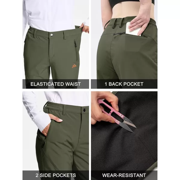 MAGCOMSEN Women's Fleece Lined Hiking Pants Waterproof Insulated Outdoor Snow Ski Pants Winter Hunting Softshell Pants