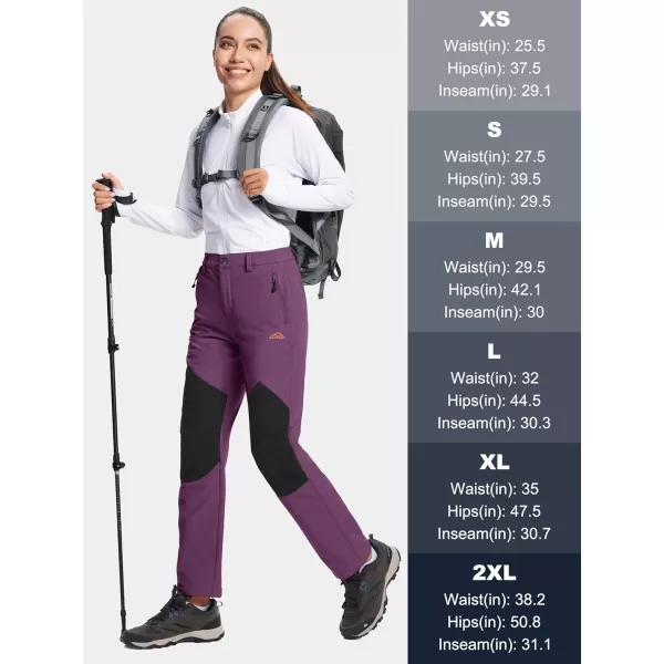 MAGCOMSEN Women's Fleece Lined Hiking Pants Waterproof Insulated Outdoor Snow Ski Pants Winter Hunting Softshell Pants