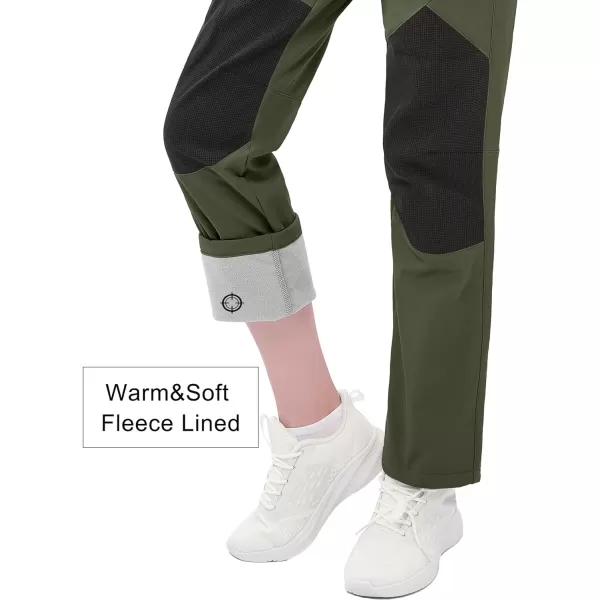 MAGCOMSEN Women's Fleece Lined Hiking Pants Waterproof Insulated Outdoor Snow Ski Pants Winter Hunting Softshell Pants