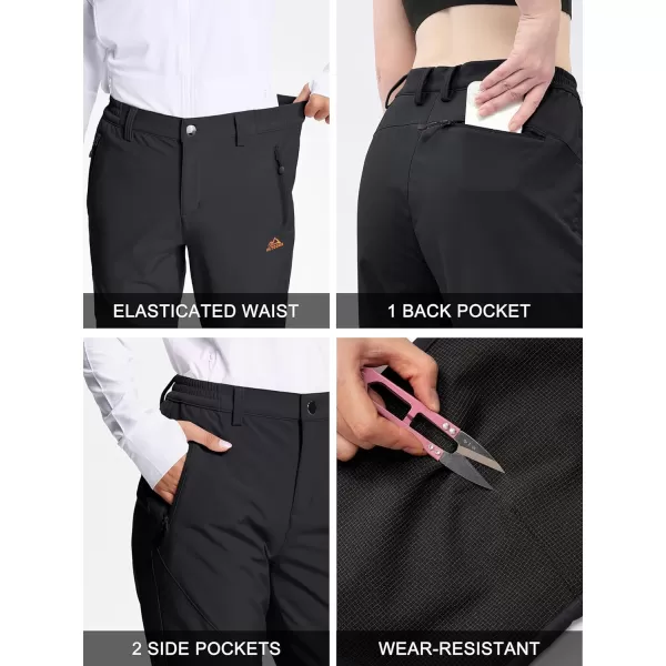 MAGCOMSEN Women's Fleece Lined Hiking Pants Waterproof Insulated Outdoor Snow Ski Pants Winter Hunting Softshell Pants