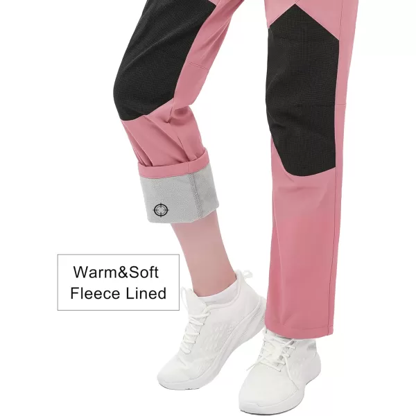 MAGCOMSEN Women's Fleece Lined Hiking Pants Waterproof Insulated Outdoor Snow Ski Pants Winter Hunting Softshell Pants