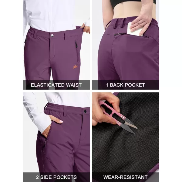 MAGCOMSEN Women's Fleece Lined Hiking Pants Waterproof Insulated Outdoor Snow Ski Pants Winter Hunting Softshell Pants