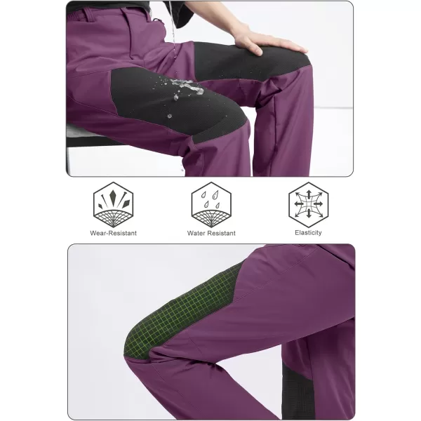 MAGCOMSEN Women's Fleece Lined Hiking Pants Waterproof Insulated Outdoor Snow Ski Pants Winter Hunting Softshell Pants