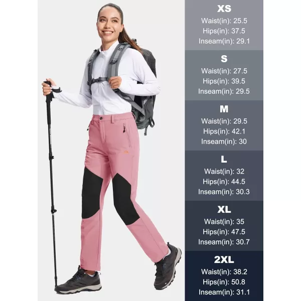 MAGCOMSEN Women's Fleece Lined Hiking Pants Waterproof Insulated Outdoor Snow Ski Pants Winter Hunting Softshell Pants