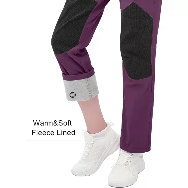 MAGCOMSEN Women's Fleece Lined Hiking Pants Waterproof Insulated Outdoor Snow Ski Pants Winter Hunting Softshell Pants