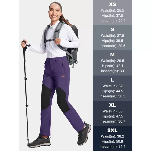 MAGCOMSEN Women's Fleece Lined Hiking Pants Waterproof Insulated Outdoor Snow Ski Pants Winter Hunting Softshell Pants