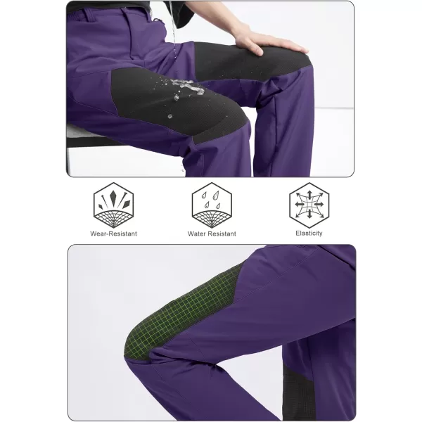 MAGCOMSEN Women's Fleece Lined Hiking Pants Waterproof Insulated Outdoor Snow Ski Pants Winter Hunting Softshell Pants