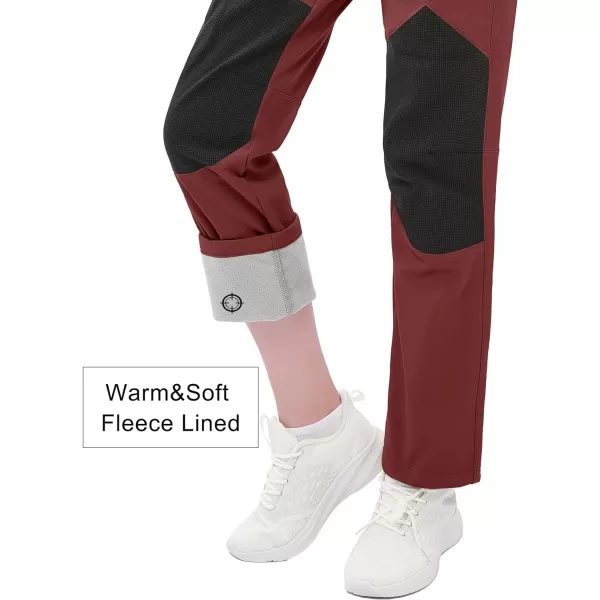 MAGCOMSEN Women's Fleece Lined Hiking Pants Waterproof Insulated Outdoor Snow Ski Pants Winter Hunting Softshell Pants