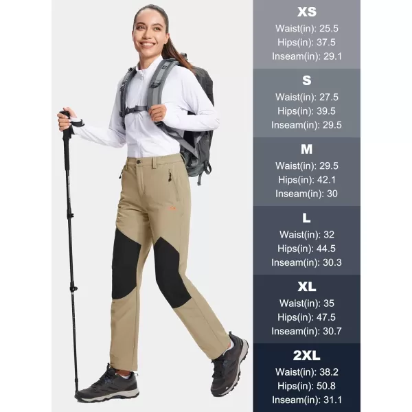 MAGCOMSEN Women's Fleece Lined Hiking Pants Waterproof Insulated Outdoor Snow Ski Pants Winter Hunting Softshell Pants