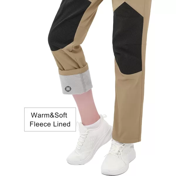 MAGCOMSEN Women's Fleece Lined Hiking Pants Waterproof Insulated Outdoor Snow Ski Pants Winter Hunting Softshell Pants