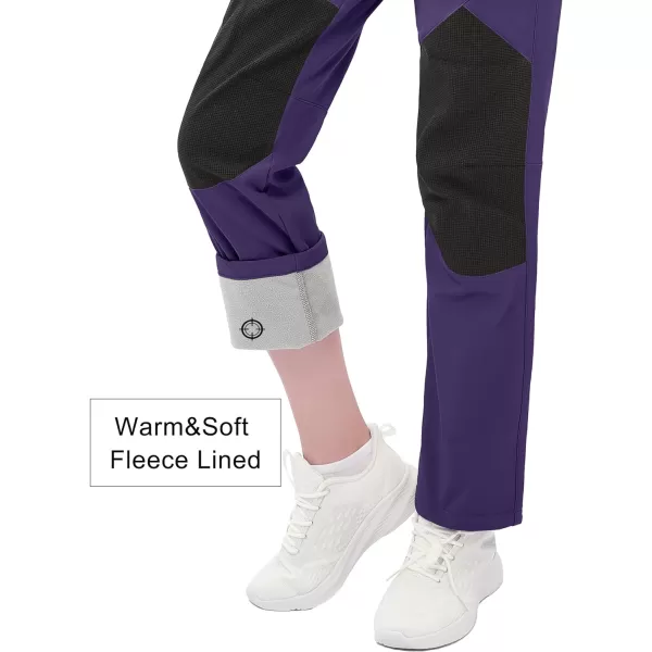 MAGCOMSEN Women's Fleece Lined Hiking Pants Waterproof Insulated Outdoor Snow Ski Pants Winter Hunting Softshell Pants