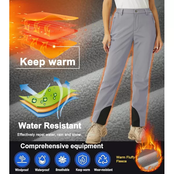 MAGCOMSEN Women's Fleece Lined Winter Hiking Pants Waterproof Insulated Ski Snow Pants Outdoor Hunting Softshell Pants