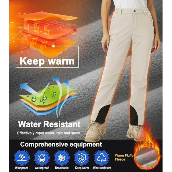 MAGCOMSEN Women's Fleece Lined Winter Hiking Pants Waterproof Insulated Ski Snow Pants Outdoor Hunting Softshell Pants