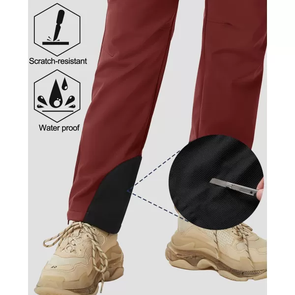 MAGCOMSEN Women's Fleece Lined Winter Hiking Pants Waterproof Insulated Ski Snow Pants Outdoor Hunting Softshell Pants