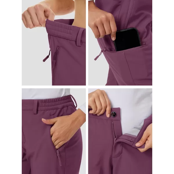 MAGCOMSEN Women's Fleece Lined Winter Hiking Pants Waterproof Insulated Ski Snow Pants Outdoor Hunting Softshell Pants