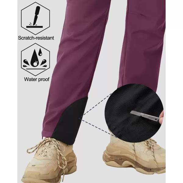 MAGCOMSEN Women's Fleece Lined Winter Hiking Pants Waterproof Insulated Ski Snow Pants Outdoor Hunting Softshell Pants
