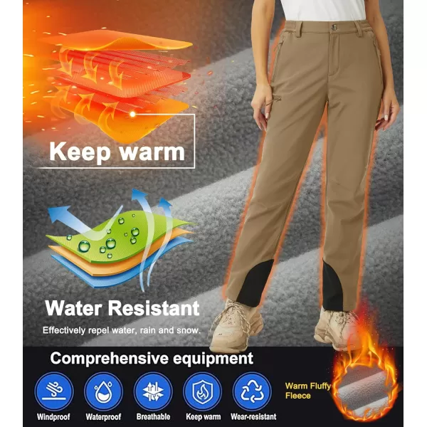 MAGCOMSEN Women's Fleece Lined Winter Hiking Pants Waterproof Insulated Ski Snow Pants Outdoor Hunting Softshell Pants