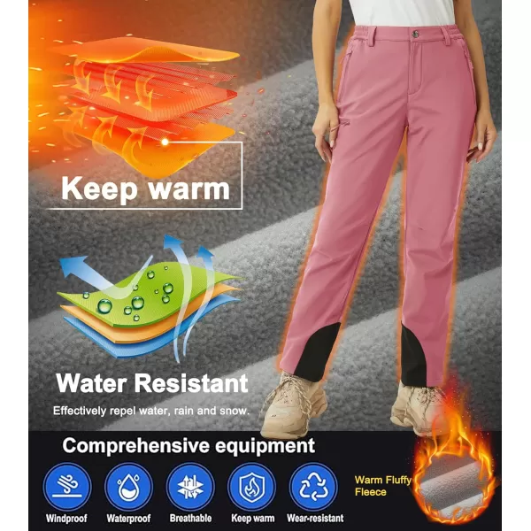 MAGCOMSEN Women's Fleece Lined Winter Hiking Pants Waterproof Insulated Ski Snow Pants Outdoor Hunting Softshell Pants
