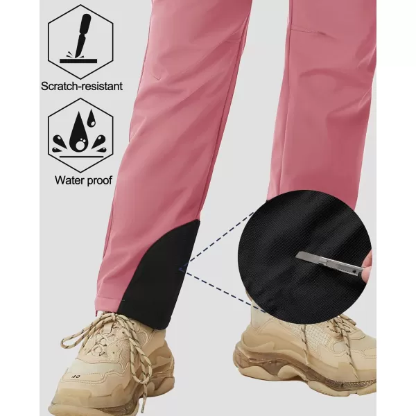 MAGCOMSEN Women's Fleece Lined Winter Hiking Pants Waterproof Insulated Ski Snow Pants Outdoor Hunting Softshell Pants
