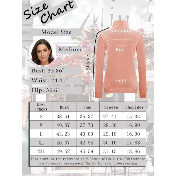 MAGCOMSEN Womens Half Zip Pullover Velour Stand Collar Casual Sweater Long Sleeve Solid Sweatshirts with Pockets