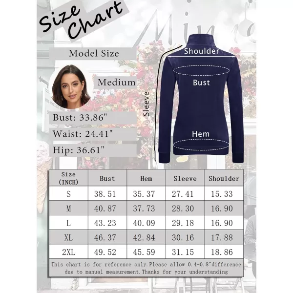 MAGCOMSEN Womens Half Zip Pullover Velour Stand Collar Casual Sweater Long Sleeve Solid Sweatshirts with Pockets