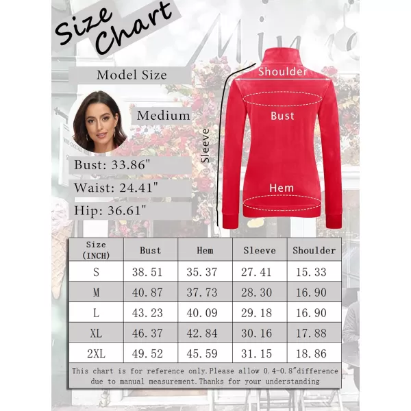 MAGCOMSEN Womens Half Zip Pullover Velour Stand Collar Casual Sweater Long Sleeve Solid Sweatshirts with Pockets