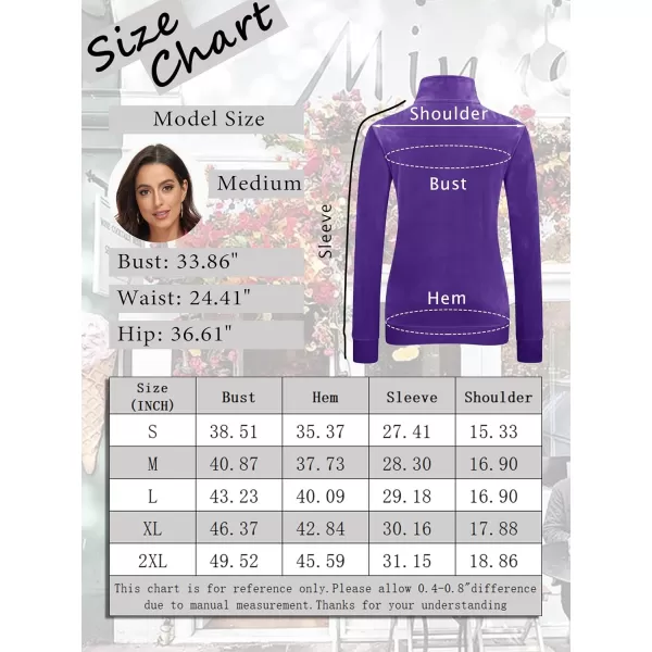 MAGCOMSEN Womens Half Zip Pullover Velour Stand Collar Casual Sweater Long Sleeve Solid Sweatshirts with Pockets