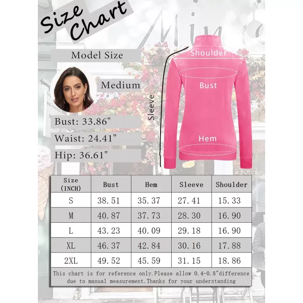 MAGCOMSEN Womens Half Zip Pullover Velour Stand Collar Casual Sweater Long Sleeve Solid Sweatshirts with Pockets