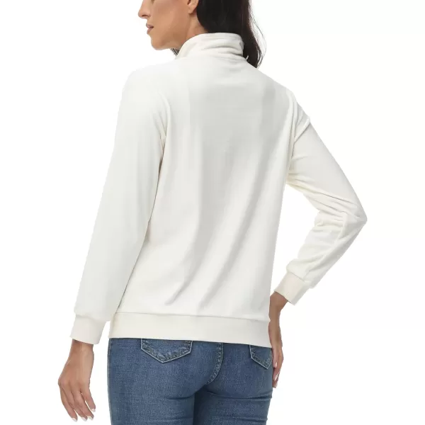 MAGCOMSEN Womens Half Zip Pullover Velour Stand Collar Casual Sweater Long Sleeve Solid Sweatshirts with Pockets
