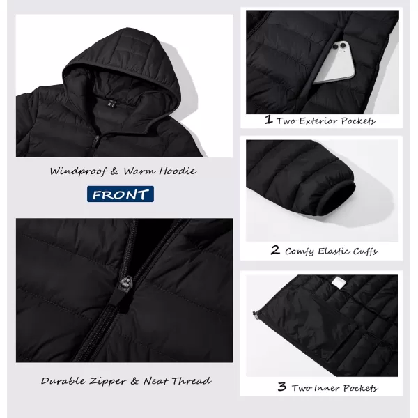 MAGCOMSEN Women's Hooded Puffer Jacket Lightweight Quilted Padded Coat 4 Pockets Zip-up Winter Warm Outerwear