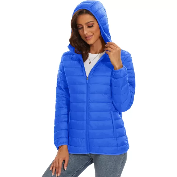 MAGCOMSEN Women's Hooded Puffer Jacket Lightweight Quilted Padded Coat 4 Pockets Zip-up Winter Warm Outerwear