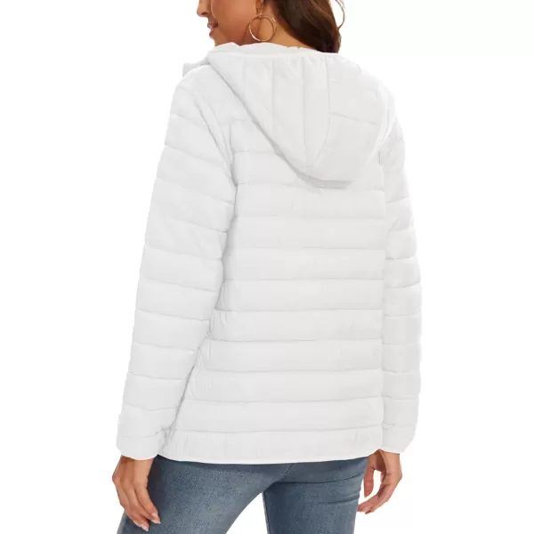 MAGCOMSEN Women's Hooded Puffer Jacket Lightweight Quilted Padded Coat 4 Pockets Zip-up Winter Warm Outerwear
