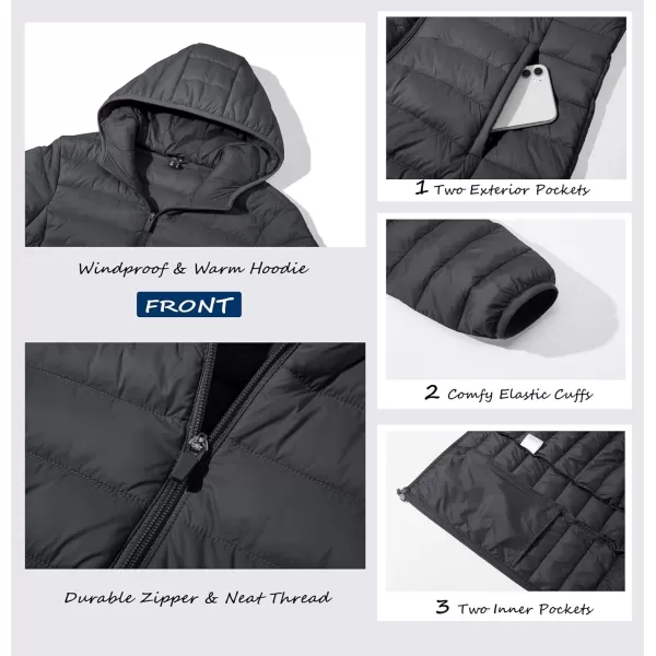 MAGCOMSEN Women's Hooded Puffer Jacket Lightweight Quilted Padded Coat 4 Pockets Zip-up Winter Warm Outerwear