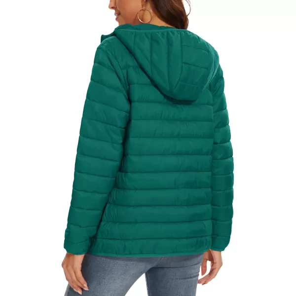 MAGCOMSEN Women's Hooded Puffer Jacket Lightweight Quilted Padded Coat 4 Pockets Zip-up Winter Warm Outerwear