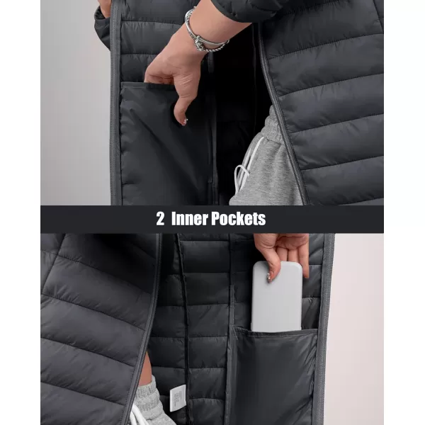 MAGCOMSEN Women's Hooded Puffer Jacket Lightweight Quilted Padded Coat 4 Pockets Zip-up Winter Warm Outerwear