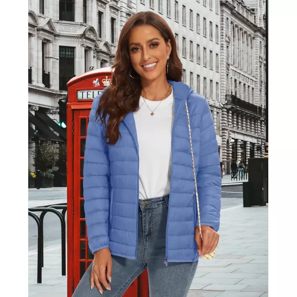 MAGCOMSEN Women's Hooded Puffer Jacket Lightweight Quilted Padded Coat 4 Pockets Zip-up Winter Warm Outerwear