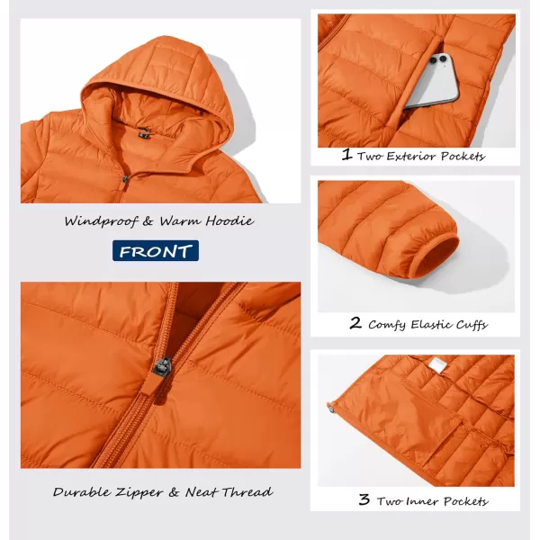 MAGCOMSEN Women's Hooded Puffer Jacket Lightweight Quilted Padded Coat 4 Pockets Zip-up Winter Warm Outerwear