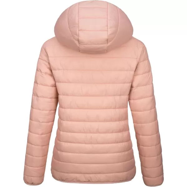 MAGCOMSEN Women's Hooded Puffer Jacket Lightweight Quilted Padded Coat 4 Pockets Zip-up Winter Warm Outerwear