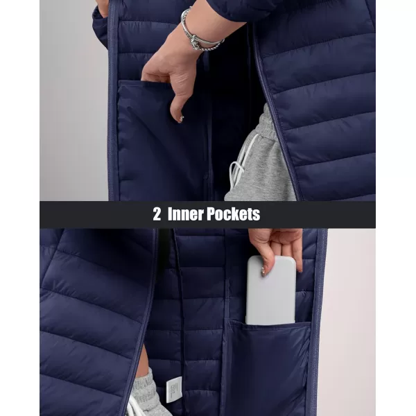 MAGCOMSEN Women's Hooded Puffer Jacket Lightweight Quilted Padded Coat 4 Pockets Zip-up Winter Warm Outerwear