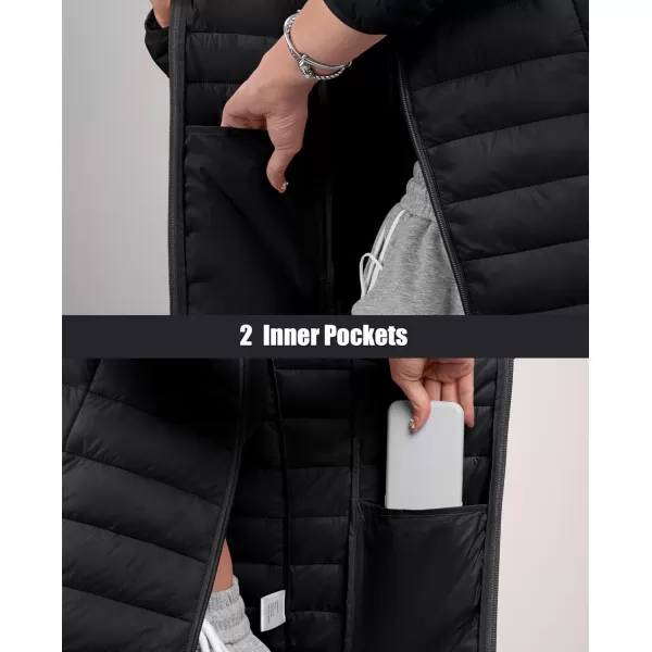 MAGCOMSEN Women's Hooded Puffer Jacket Lightweight Quilted Padded Coat 4 Pockets Zip-up Winter Warm Outerwear