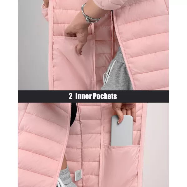 MAGCOMSEN Women's Hooded Puffer Jacket Lightweight Quilted Padded Coat 4 Pockets Zip-up Winter Warm Outerwear