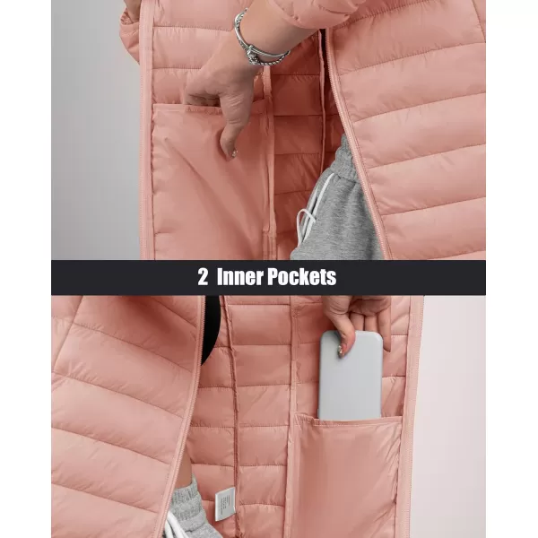 MAGCOMSEN Women's Hooded Puffer Jacket Lightweight Quilted Padded Coat 4 Pockets Zip-up Winter Warm Outerwear