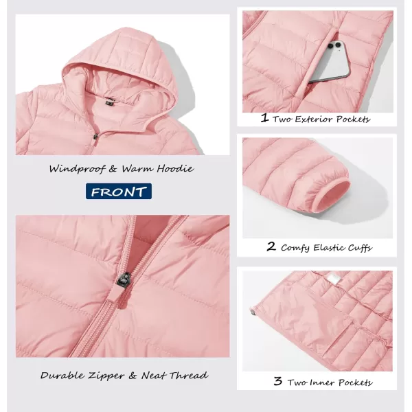 MAGCOMSEN Women's Hooded Puffer Jacket Lightweight Quilted Padded Coat 4 Pockets Zip-up Winter Warm Outerwear